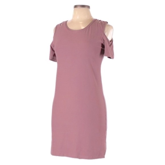 🌺 Glitz Mauve Cold Shoulder Cut Out Soft Mini Dress Juniors Size XL - Picture 1 of 8